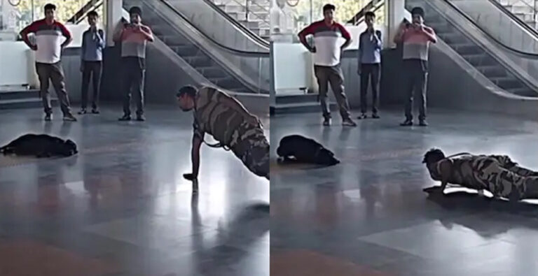 Dog does yoga with CISF personnel at Delhi metro station, Watch video