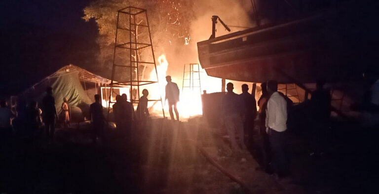 Mangaluru: Fire mishap in fishing net godown at old port