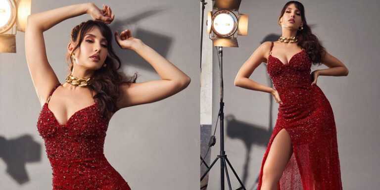 Nora Fatehi serves hot and spicy look in glittery red dress, check out photos