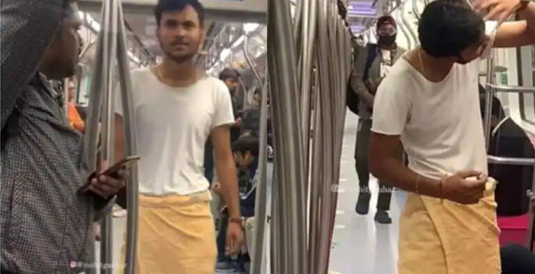 Man travels in Delhi Metro wearing a towel, leaves netizens in splits, Watch Man travels in Delhi Metro wearing a towel, leaves netizens in splits, Watch