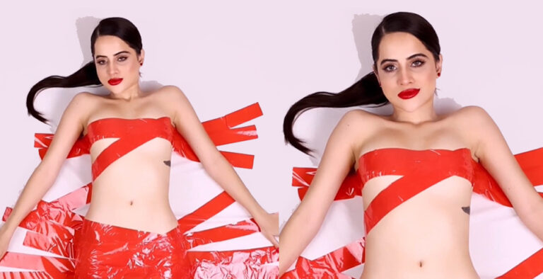 Urfi shocks fans as she strips naked and poses in nothing but red tape, watch