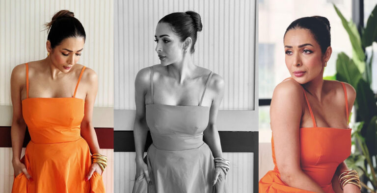 Malaika Arora adds colour to monsoon in a super sexy tangerine dress