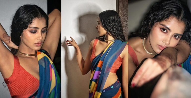 Anupama Parameswaran is a sight to behold in an abstract print saree