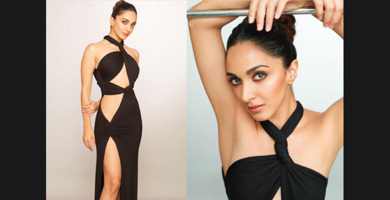 Kiara Advani dazzles in a black cut-out gown with a thigh-high slit