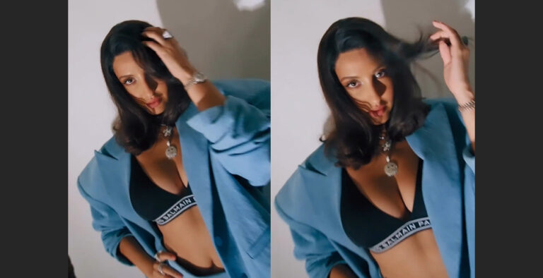 Nora Fatehi raises temperature in a plunging bralette, mini skirt, Watch